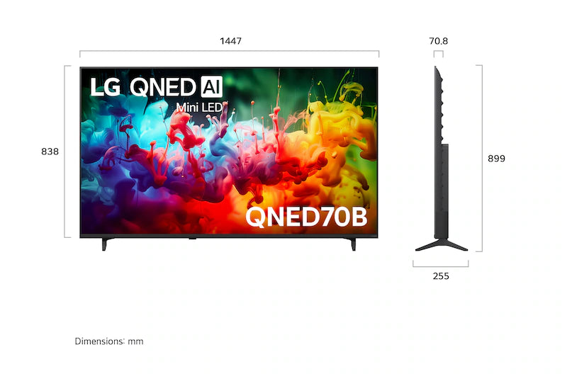 LG 65QNED70B6C 65 Inch QNED AI QNED70 Mini LED 4K Smart TV 2026