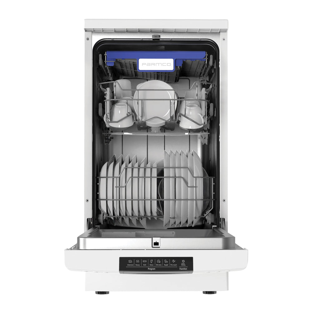 Parmco DW45WP 450mm White Slim Dishwasher 10 Place