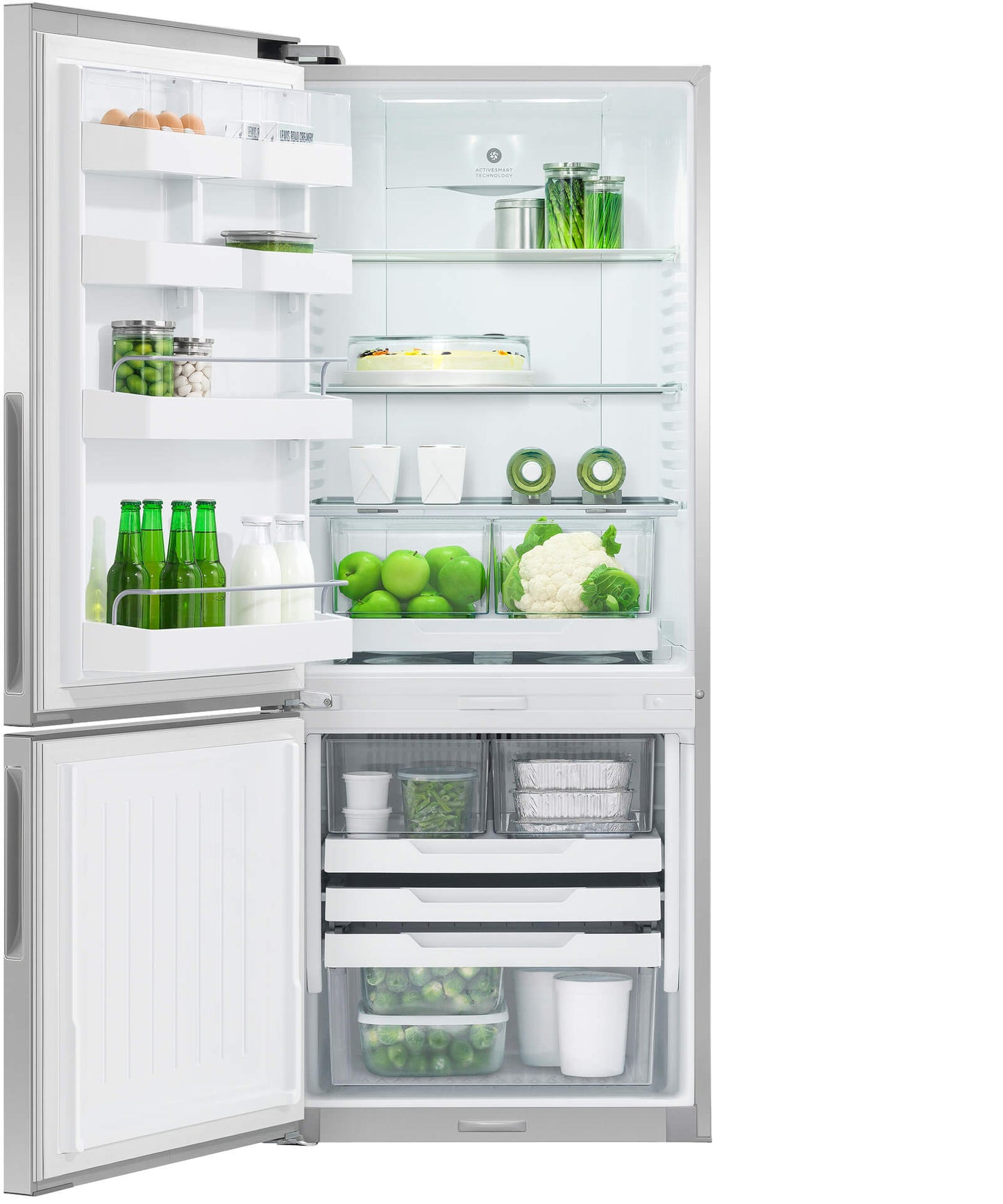 F&P RF372BLPX6 373L Stainless Steel Bottom Mount Fridge/Freezer