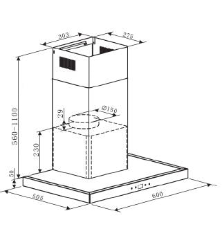 Parmco RLCD-6G-1000L Touch Control S/S Box Canopy