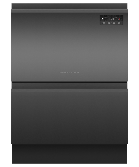 DD60D2NB9 Fisher & Paykel Double DishDrawer Black Recessed Handle