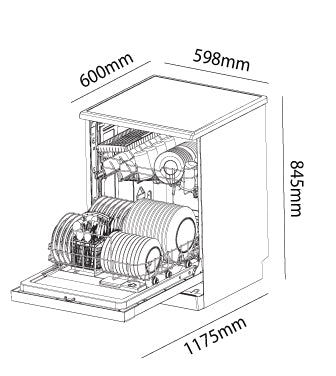 Parmco DW6WE 600mm White Economy Dishwasher 12 Place