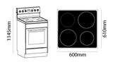 Parmco FS60WC8  Freestanding Ceramic Stove with Electric Oven 8 Function