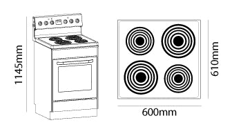 Parmco FS60WR4 Freestanding Radiant Coil Stove with Electric Oven