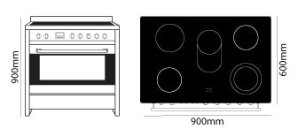 Parmco FS900SC Freestanding Stove, 900mm Stainless Ceramic